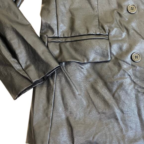 Princess Polly NWT Sz L/XL Ellen Faux Leather Double Breasted Blazer Jacket - Picture 8 of 16